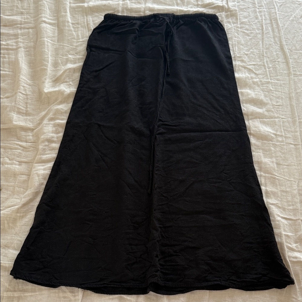 Black Linen Midi Skirt